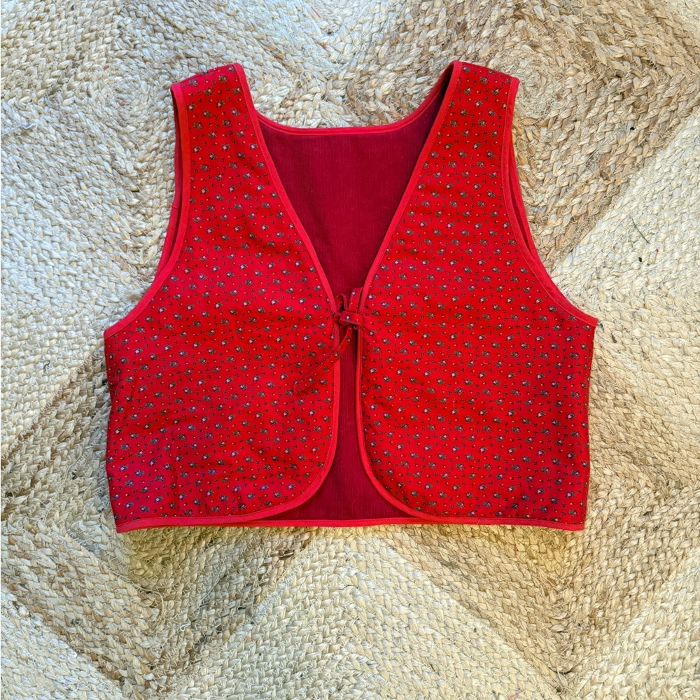 Vintage cotton vest with center tie
